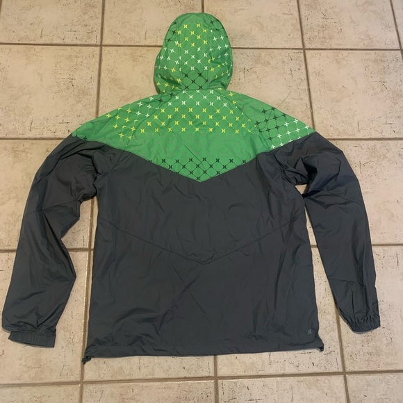 Hurley Men's Green & Grey Color Block Windbreaker Jacket - Size XL - Picture 4 of 6